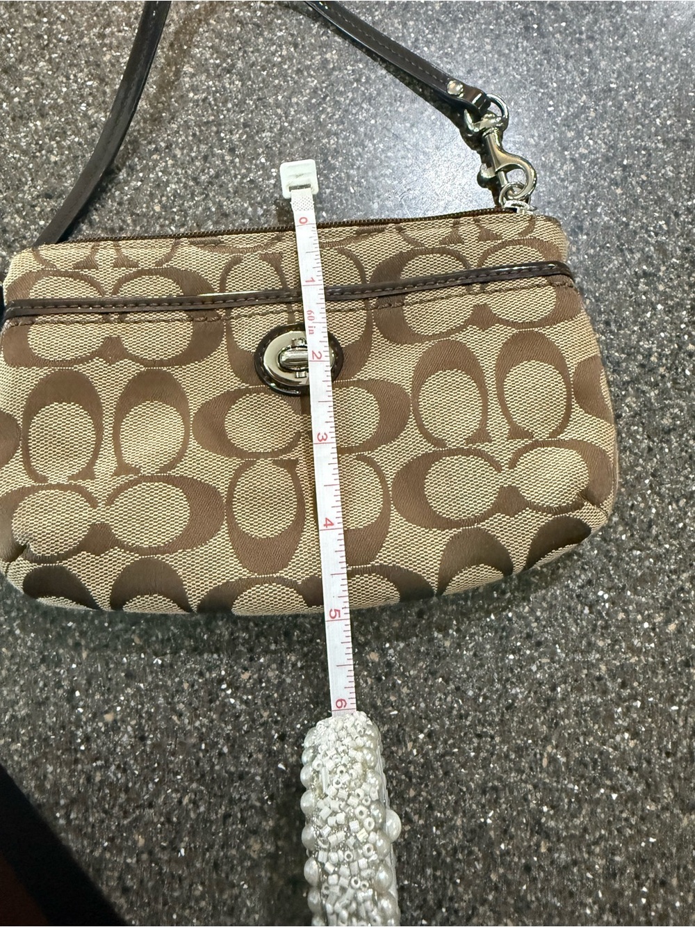 COACH Signature Monogram Brown Wristlet - Picture 6 of 6